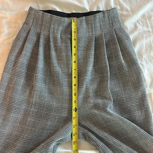 H&M Gray Plaid Pleated Wide Leg Pants Size 2 - Picture 8 of 11